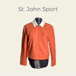 St. John Sport Women’s Orange & Cream Full Zip Jacket Size Large